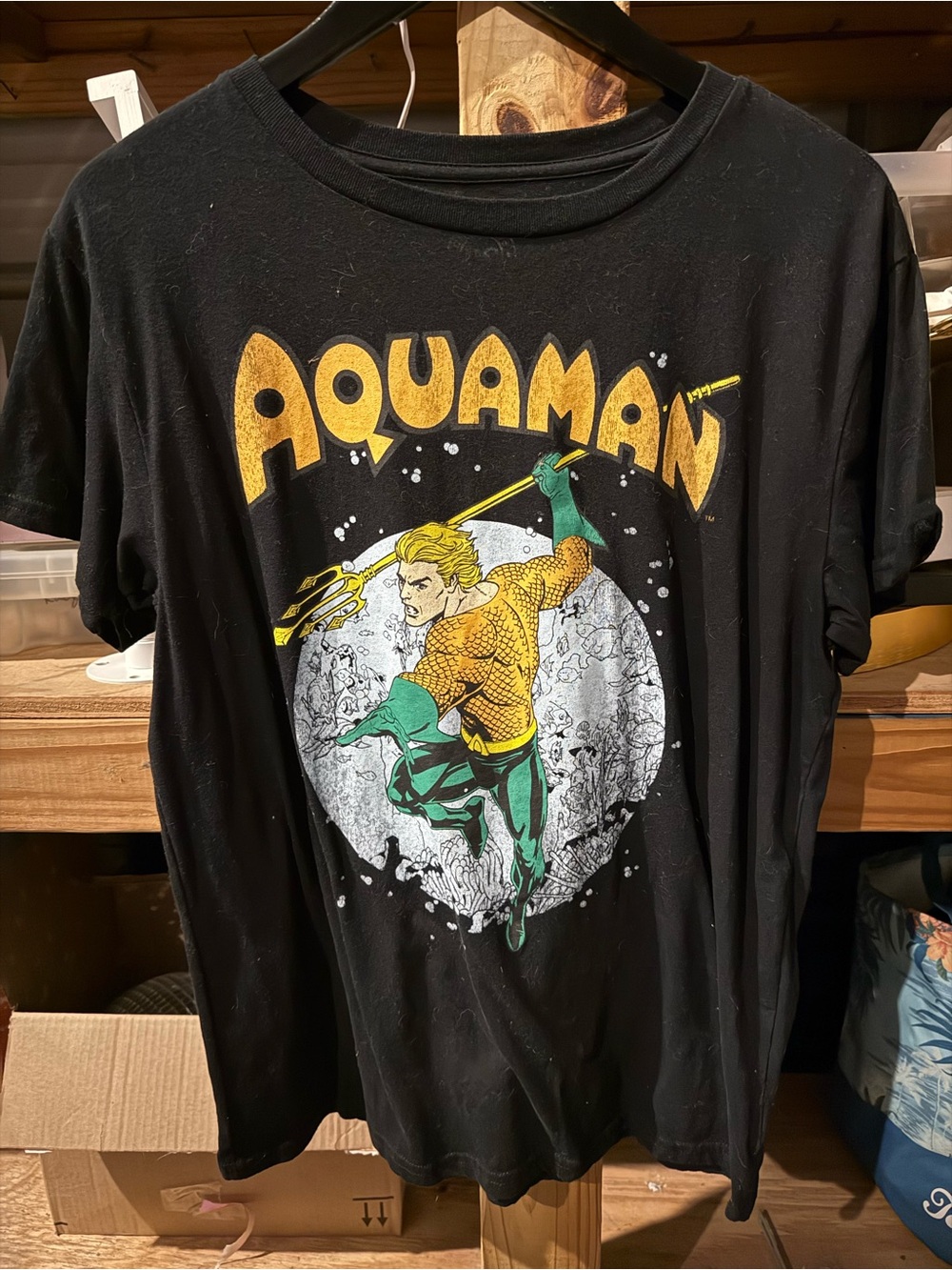 Aquaman Graphic Tee - Black with Yellow & Green Print